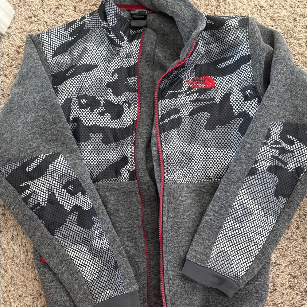 The North Face Kids Gray and Black Camo Hoodie